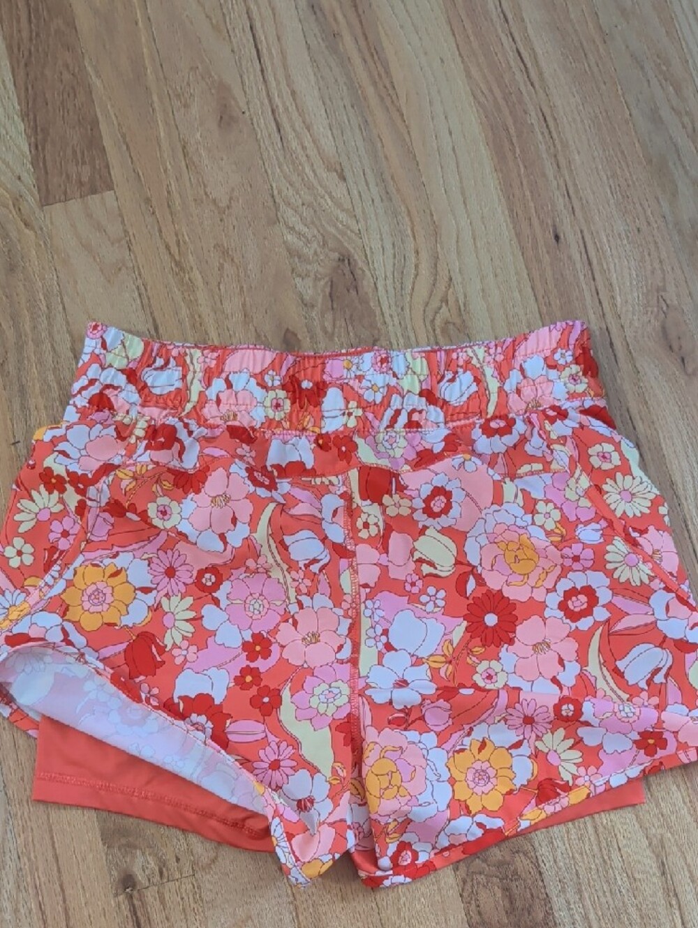 Avia Floral Elastic-Waist Women's Shorts - Coral Pink - Picture 3 of 3
